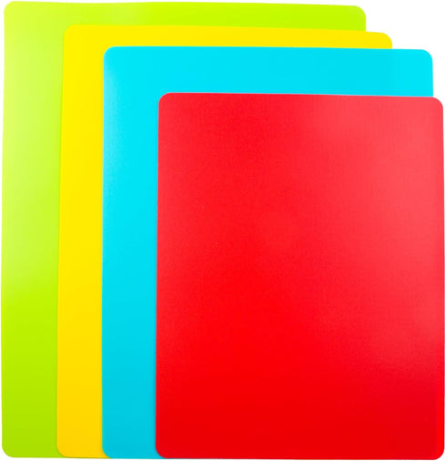 4 Pieces Flexible Cutting Board mats, Plastic Cutting Boards for Kitchen Cooking, Cutting board sheets for Meat and Vegetables, Dishwasher Safe...
