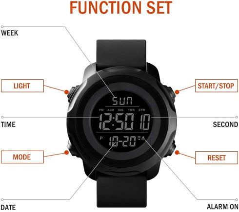 Men's Digital Sports Watch Military Electronic Waterproof Wrist Watches for Men with Stopwatch Alarm LED Backlight...