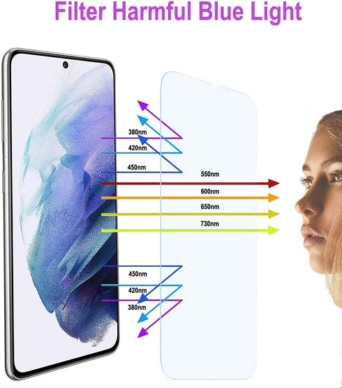 3 pack Anti Blue Light Tempered Glass Screen Protector Compatible with Samsung Galaxy S21.Eye Protection Tempered Glass Film,No Bubbles,9H Hardnes...