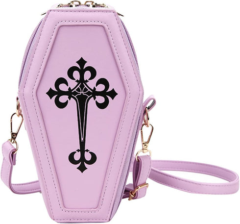 KUANG! Women's Gothic Pu Leather Shoulder Bag Coffin Shaped Handbag Purses Square Box Crossbody Bag for Halloween Party...