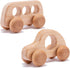 Promise Babe Organic Wooden Baby Push Toys Fine Motor Development Sensory Skills Toy Montessori Grasping Toy 2pc Wood Car Rattles...