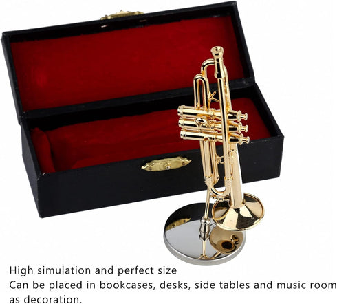 Trumpet Model Brass Miniature Trumpet Mini Musical Instrument Dollhouse Model Christmas Ornament...