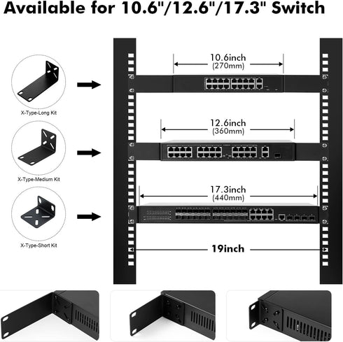 MokerLink Rack Mount Kit for 17.3 inch Wide Switches, Adjustable Hole Distance 14-29mm, 0.5-1.14inch, Compatible for Some Cisco, NETGEAR, Dell, D-...