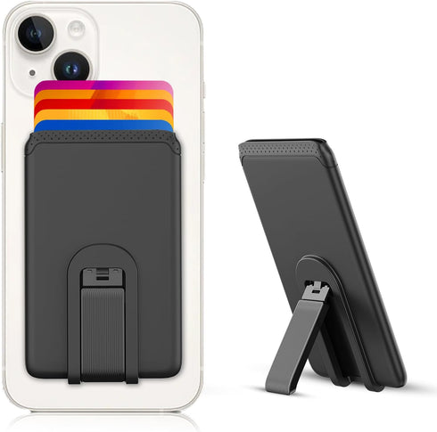 Senose Phone Card Holder, Silicone Phone Wallet with Stand Stick on Credit Card Holder for Back of Phone, Anti Slip Out Phone Pocket Compatible fo...