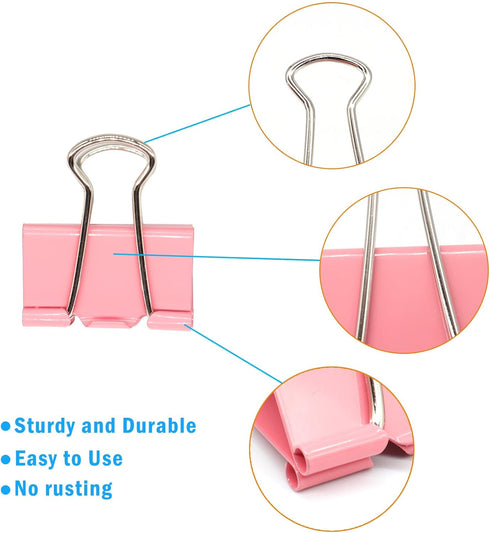 Extra Large Binder Clips, 2 Inch / 51mm, Big Paper Clamps for Office and School Supplies (Pink)...