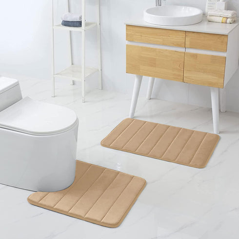 Buganda Memory Foam U-Shaped Contour Toilet Rugs, Non Slip Absorbent Toilet Mat, Thick Soft Washable Bathroom Rugs, Floor Carpet Bath Rugs Mat for...
