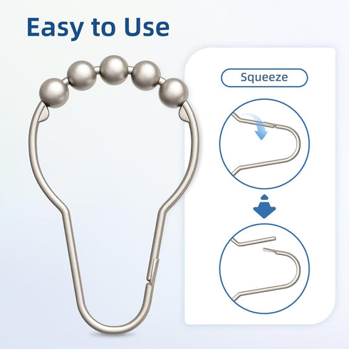 Titanker Shower Curtain Hooks Rings, Rust-Resistant Metal Shower Curtain Hooks for Bathroom Shower Rods Shower Hooks Shower Rings for Curtain - Se...