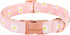 Cotton Dog Collar for Small Dogs Adjustable Cute Boy Girl Dog Collars with Metal Buckle Baby Pink Daisy Dogs Collar S...