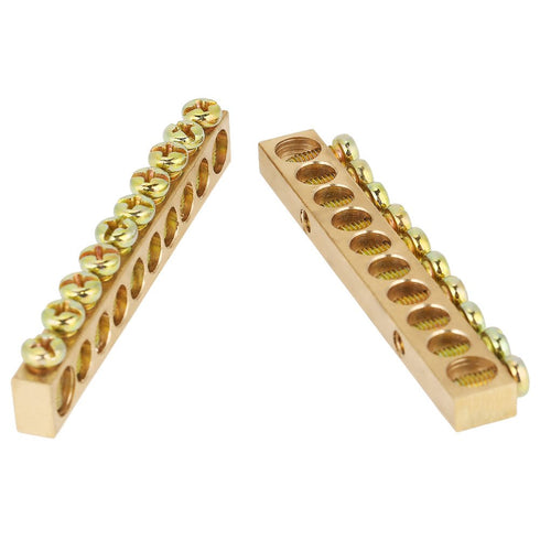 10pcs 10-Hole Electrical Distribution Wire Screw Terminal Brass Ground Neutral Bar Terminal Block Bar...