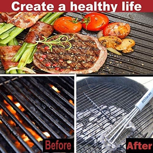 Best BBQ Grill Brush Stainless Steel 18" Barbecue Cleaning Brush w/Wire Bristles & Soft Comfortable Handle - Perfect Cleaner & Scraper for Grill C...
