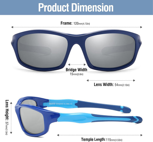 DUCO Kids Sunglasses Boys Girls Sports Polarized Sunglasses Youth Baseball Sunglasses for Kids UV Protection Age 6-10 K006...