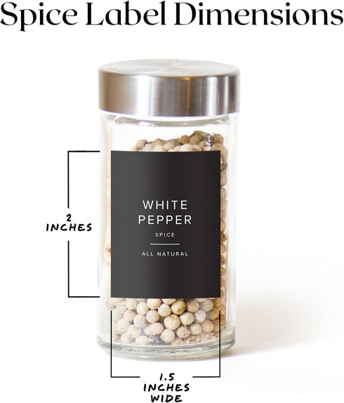 ThreeKin 230 Spice Jar Labels | Waterproof & Oil-Resistant Black Minimalist Stickers for Kitchen Organization | Common & Customizable for Herbs, S...