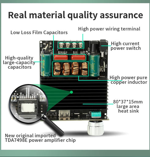 C160H TDA7498E Bluetooth 5.0 Digital Power Amplifier Board 12-36V AUX 2 x 160W Speaker Stereo Audio AMP Module Home Music Input DC12-36V...