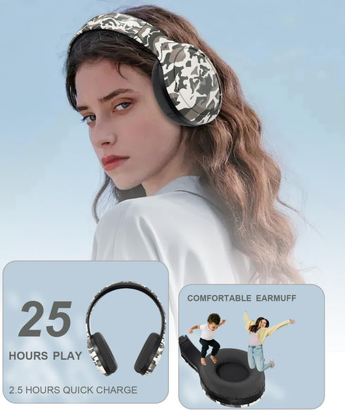 Kids Bluetooth Headphones, Kids Headphones Wireless with Built-in Mic, HD Sound, Over-Ear Foldable Bluetooth 5.3 Headsets for Boys Girls School Tr...