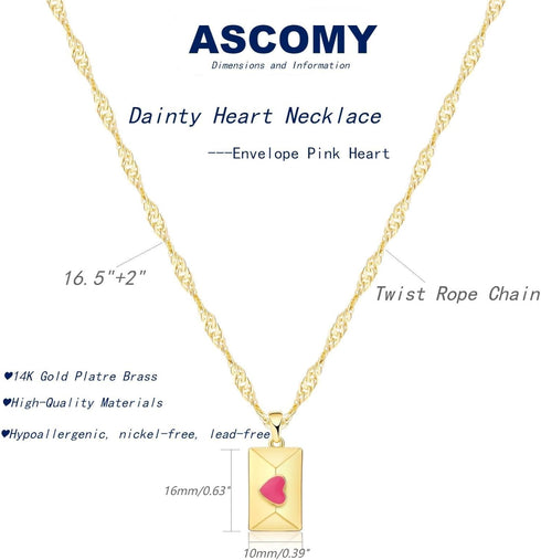 ASCOMY Dainty Gold Necklace for Women | 14K Gold Plated Necklaces for Her Delicate Love Heart Necklace Heart Pendant Necklace Cute Necklaces Lovel...