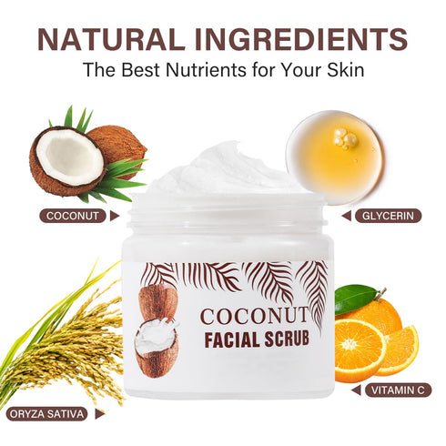 Facial Scrub Exfoliator, Exfoliating Facial Wash with coconut oil, Premium Organic Body Scrub, Ultra Hydrating and Exfoliating Scrub for Nourishin...