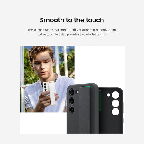 SAMSUNG Galaxy S23+ Plus Silicone Grip Phone Case, Protective Cover w/ Silky Smooth Texture, Detachable Strap, US Version, EF-GS916TBEGUS, Black...