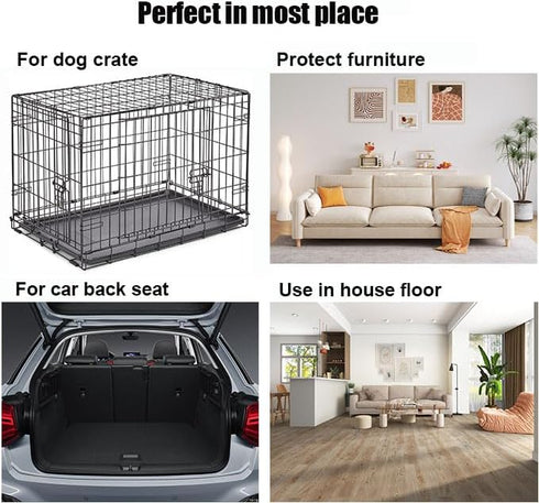 2 Pack Dog Crate Bed Mat - Summer Dog Cooling Mat & Breathable Kennel Pad , Washable Thin Latex Dog Crate Pad with 10 Adhesive Round Hook and Loop...