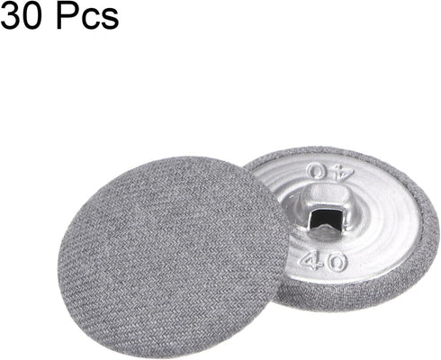 30pcs 40L Fabric Cloth Covered Button 25mm Round Metal Shank Sewing Buttons for Suits Dress Blouses, Grey...