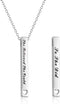 925 Sterling Silver Vertical Bar Necklace Engraved Message Inspirational Jewelry Gifts for Women...