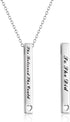 925 Sterling Silver Vertical Bar Necklace Engraved Message Inspirational Jewelry Gifts for Women...