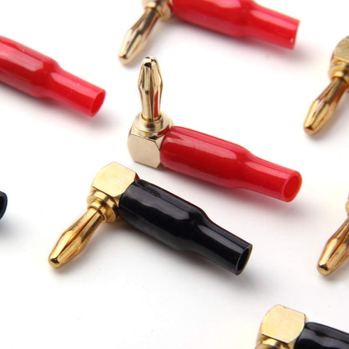 10pcs Right Angle Banana Plugs - 4mm/0.16" 90 Degree Speaker Connector (Red and Black)...