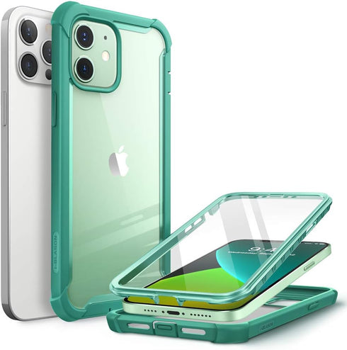 i-Blason Ares Case for iPhone 12, iPhone 12 Pro 6.1 Inch (2020 Release), Dual Layer Rugged Clear Bumper Case with Built-in Screen Protector(MintGr...