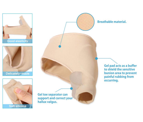 Bunion Corrector Splint Cushions Orthopedic Toe Separator Support Splint Turf Brace Spacer Straightener Protector Socks Relief Pain Treatment Elas...