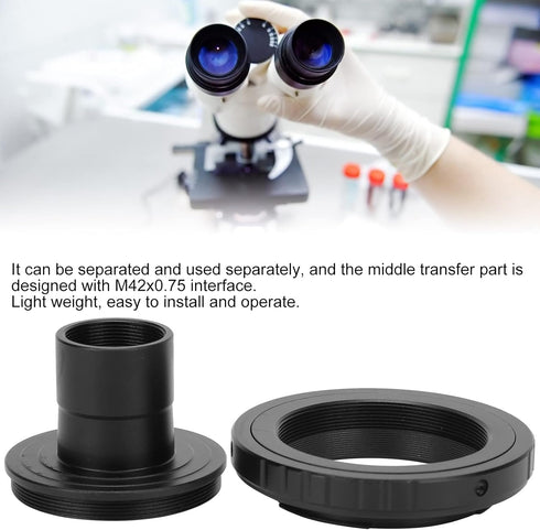 Zyyini Microscope Lens Adapter, Aluminium Alloy Black 23.2mm T-Mount Microscope to for Nikon F-Mount SLR Camera Biological Microscope Adapter Ring...