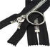 Meillia #10 40CM Large Shiny Nickel Metal Zippers Closed-end Black Heavy Duty Metal Zipper with Big Ring Pulls for Sewing, Bags, Handbags, Crafts,...