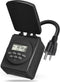 BN-LINK 7 Day Outdoor Heavy Duty Digital 24 Hour Programmable Timer, Dual Outlet, Weatherproof, Heavy Duty, Accurate for Lamps Ponds Christmas Lig...