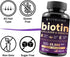 Biotin with Hyaluronic Acid, Collagen and Keratin – 25000 mcg Hair Growth Vitamins for Men and Women – Nails and Skin, USA Made, B1, B2, B3, B6, B...