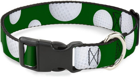 Buckle-Down Plastic Clip Collar - Golf Balls Scattered Green/White - 1" Wide - Fits 9-15" Neck - Small...
