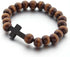 Wooden Cross Wood Beaded Bracelet for Women Men Religious Christian Jewelry Pray Baptism...