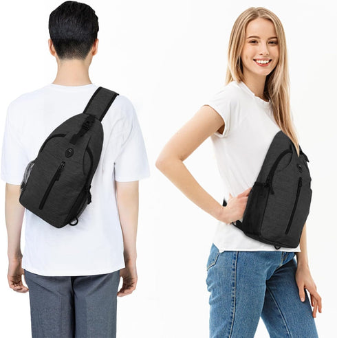 Sling-Bag Crossbody-Bag Women-Men Backpack-Daypack - Hiking Chest Travel with Water Bottle Pocket Portable Hiking Daypacks For Women Black...