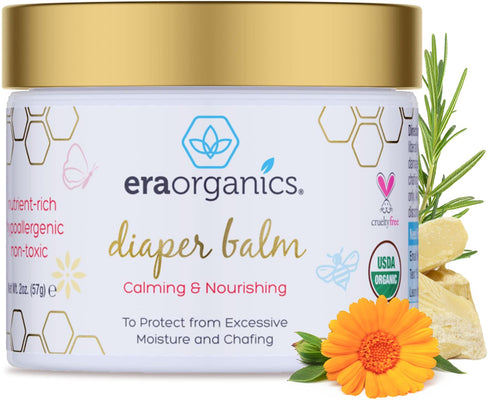 Era Organics Baby Diaper Balm - USDA Organic Ointment Cream Extra Soothing and Nourishing for Dry, Sensitive Skin - All Natural to Help Excess Moi...