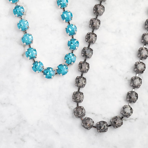RIAH FASHION Chain Drape Multi Strand Long Layered Waterfall Necklace - Sparkly Rhinestone Statement Bib, Metallic Bead Collar Choker, Bohemian Fr...