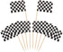 Pangda 100 Pack Checkered Racing Flag Toothpicks Cupcake Picks Toothpick Flag Dinner Race Car Cake Toppers Decorations Party Supplies...