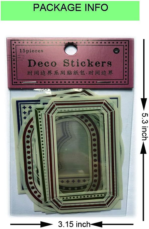 60Pcs Scrapbook Sticker Photo Frame PET Decorative Decal Stickers Paper for DIY Scrapbooking Planner Journal Notebook Photo Album Art Hand Craft B...