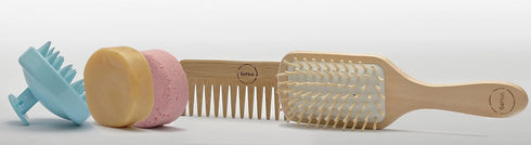 BeNat. Hair Care Bundle. 5-Pack. (1) Shampoo Bar, (1) Conditioner Bar, (1) Bamboo Comb, (1) Wooden Hair Brush, (1) Scalp Massager....