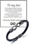 LIU JUN To My Man Bracelet For Men, Infinity Leather Braided Husband Birthday Inspirational Gifts From Wife I Love You Forever And Always Handmade...