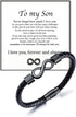 LIU JUN To My Man Bracelet For Men, Infinity Leather Braided Husband Birthday Inspirational Gifts From Wife I Love You Forever And Always Handmade...