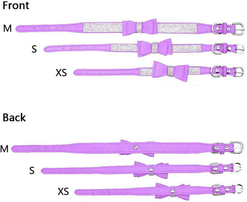 Rhinestone Dog Collar, Cute Dazzling Sparkling Soft Suede Leather Dog Cat Rhinestone Collar Crystal Diamond Pet Dog Puppy Collar (XS, Purple-1)...