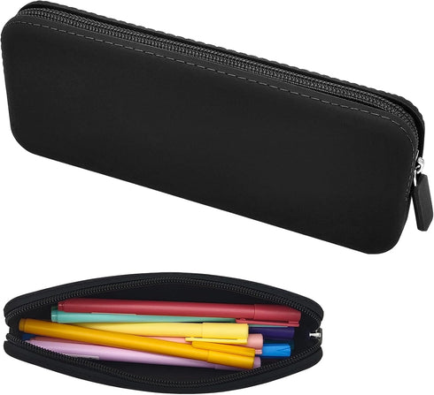Silicone Pencil Case, Waterproof Silicone Cosmetic Bag, Pencil Bag, Multifunctional Pencil Case Aesthetic, Zipper Storage Bag (Black)...
