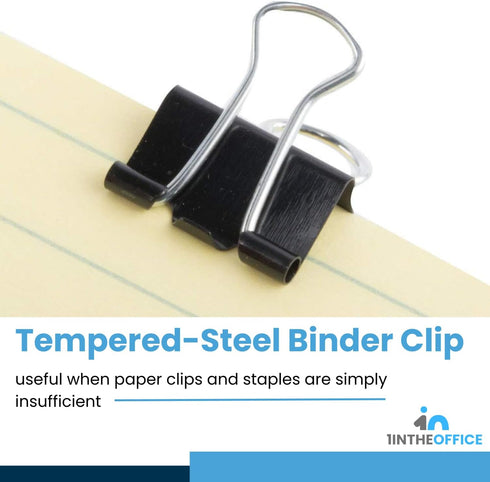 1InTheOffice Micro Binder Clips, Paper Clamps Micro Size, Black, 100 Clips"...