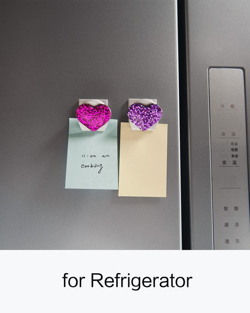 QingCo 4 Pack Bling Bling Love Heart Magnetic Clips Heavy Duty, 1.4x1.2in Refrigerator Magnet Clips, Magnetic Money Clip, Metal Magnetic Clips for...