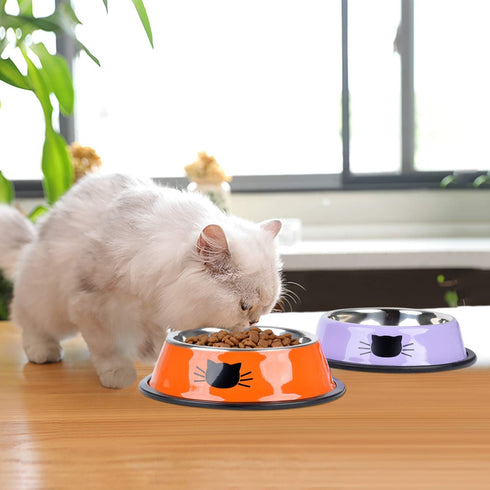 Pet Bowl Stainless Steel Non-Skid Rubber Base Dog Bowl Cat Bowl GR OR PP...