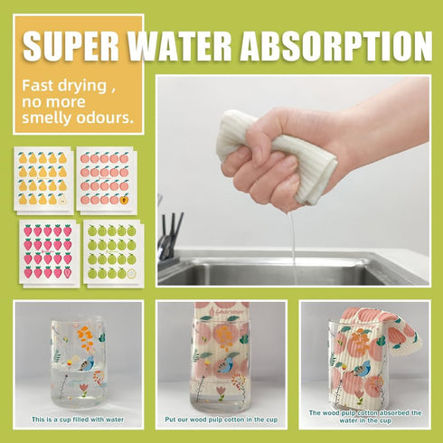 GONG GONG 4 Pcs+4 Clips Swedish Dish Clothes for Kitchen Cellulose Sponge Cloths Eco-Friendly Cleaning Cloth Reusable Dish Cloth 6.7×7.87Inches (F...