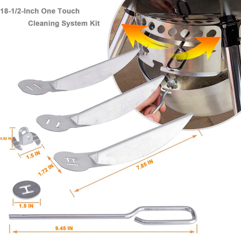 18-1/2-Inch Grills One-Touch Cleaning System Kit, for Weber 7443 90719 charcoal grill/Kettle Grills Replacement Parts 7444, Easy to install and du...