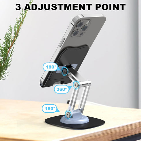 Cell Phone Stand, Fully Adjustable Foldable Desktop Phone Holder, 360 Degree Rotating Desktop Phone Stand for Recording Compatible with iPhone 15 ...